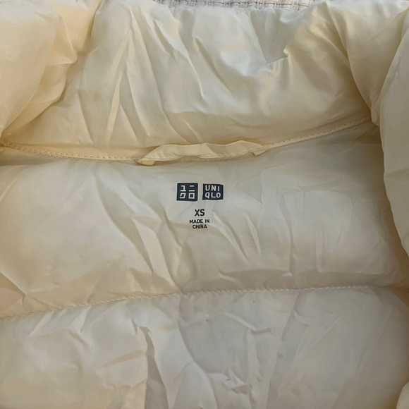 Uniqlo Women's XS Packable Feather Down Jacket Cream Off White Puffer Coat - Picture 4 of 8
